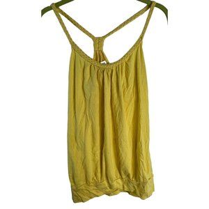 full tilt sleeveless shirt tank top braded yellow cotton solid medium READ
